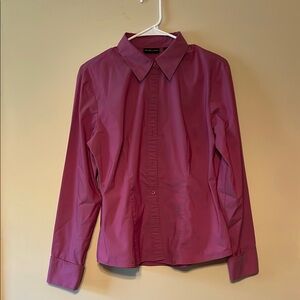 New York & Company Purple Long Sleeve Button Down Shirt Women Size L
